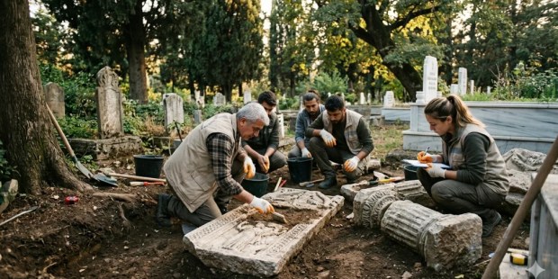 Körfez’de mezarlıkta tarihi eser sürprizi