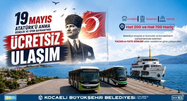 19 Mayıs’ta toplu taşıma ücretsiz