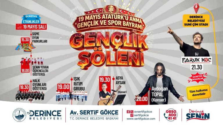 Derince’de 19 Mayıs coşkusu şölenle kutlanacak