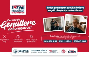 Derince’de engelli ve yaşlılara evde berber