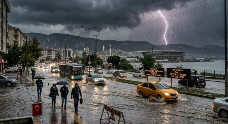 Kocaeli için kuvvetli sağanak yağış uyarısı